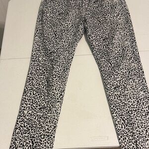Garnet Hill Black and Cream Leopard Print Pants